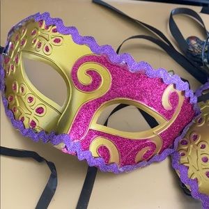 PINK GOLD mystery lady 🔥 Fancy mask Halloween masquerade prince princess Mask